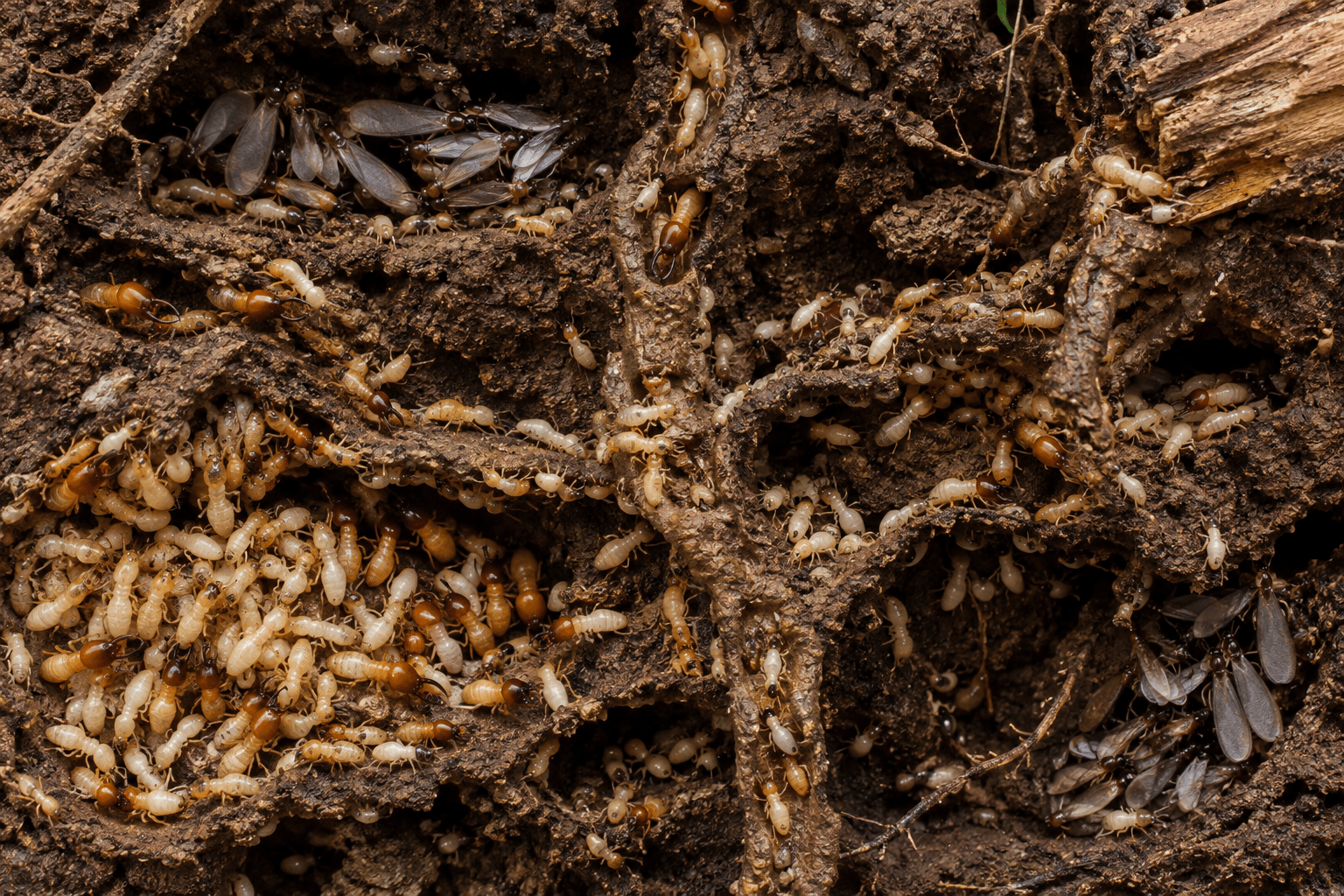 Termite activity in soil, a construction protection concern